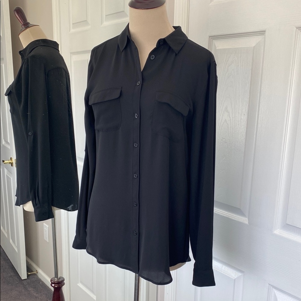 Ann Taylor LOFT Womens Long Roll tab Sleeve Small Tall